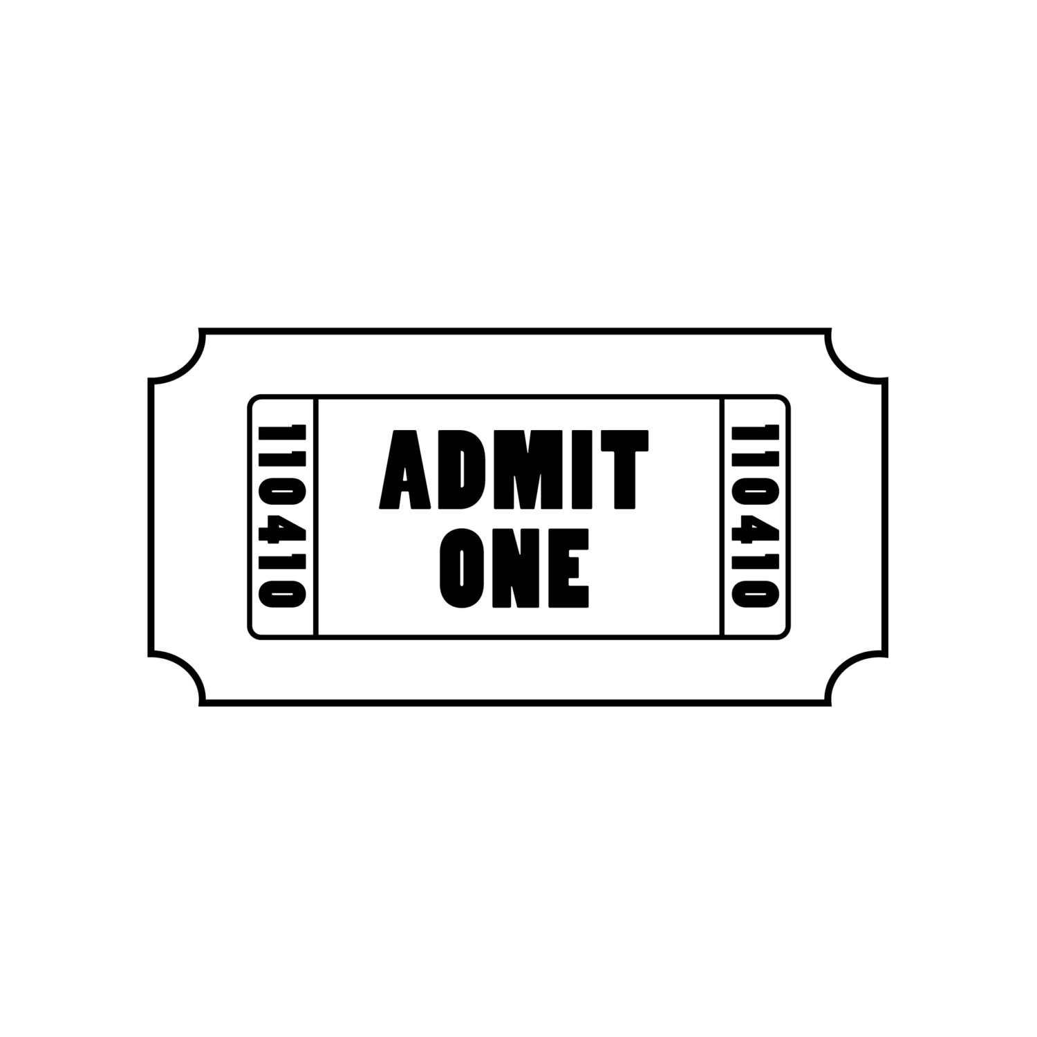 Admit One Ticket Decal Perfect for making ticket