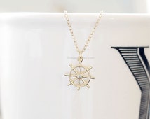 Gold Nautical Steering Wheel Neckla ce ...