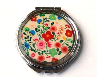 FLORAL MIRROR - colorful flowers - Pocket mirror - compact mirror - mirror - floral design - Flower Mirror - resin - accessories