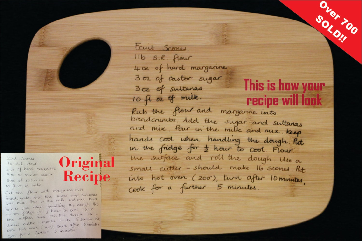 Personalized Laser Engraved Bamboo Cutting Board Recipe.9 x 12