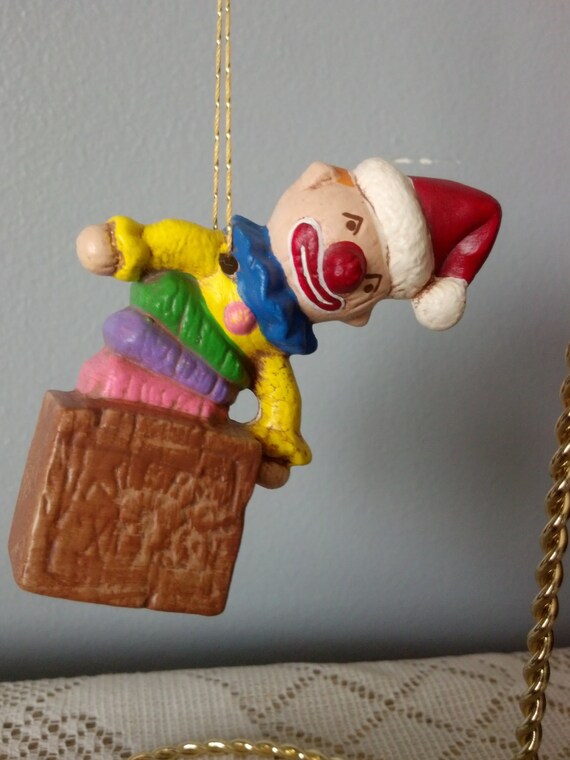 Hand Painted Ceramic Jack in the Box Ornament