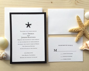 Black And White Beach Wedding Invitations 5