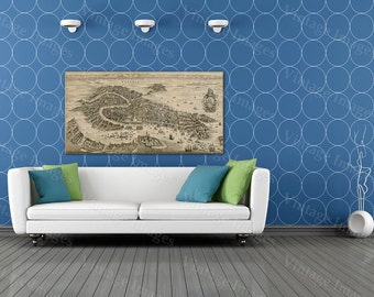 Old Venice Map, Antique 1641 Venice map Restoration Hardware Style Old Map of Venice wall Map up to 43" x 90" Antique map Home Decor