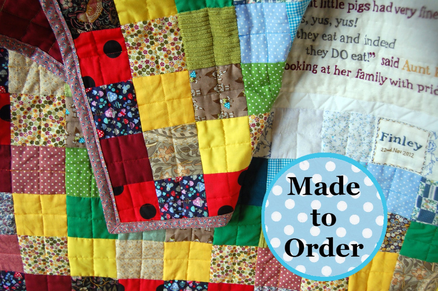 Modern Rainbow Patchwork Baby Quilt by TheCraftyPrawn on Etsy