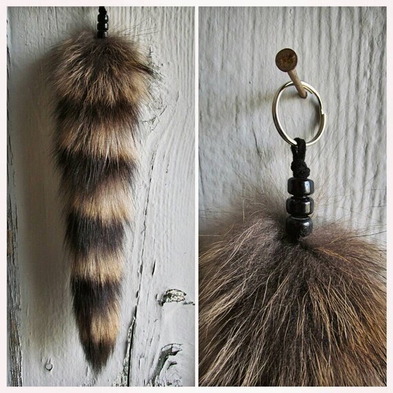 Raccoon Tail Keychain by KazsCreations on Etsy
