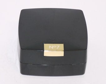 Vintage Boots No 7 Translucent Face Powder with sponge, black pot, Cosmetics