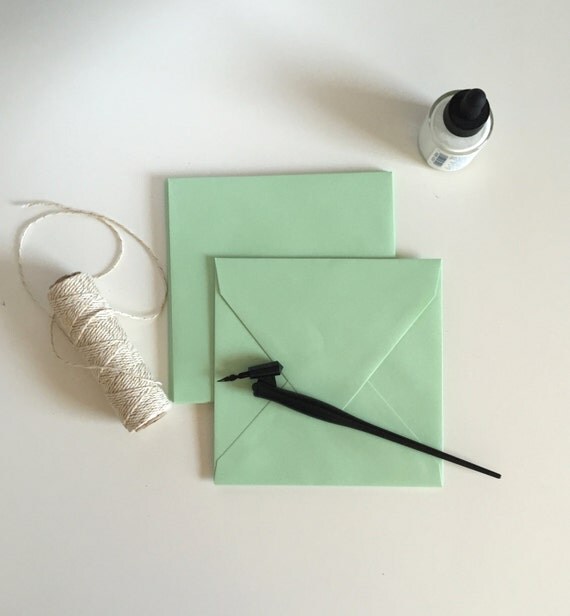 European Pointed Flap Envelopes in Mint Green by LaneLoveDesign