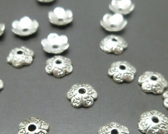 Antique Silver Beads Caps - Spacer Bead Caps - 6mm- Tibetan Silver Findings - BC030