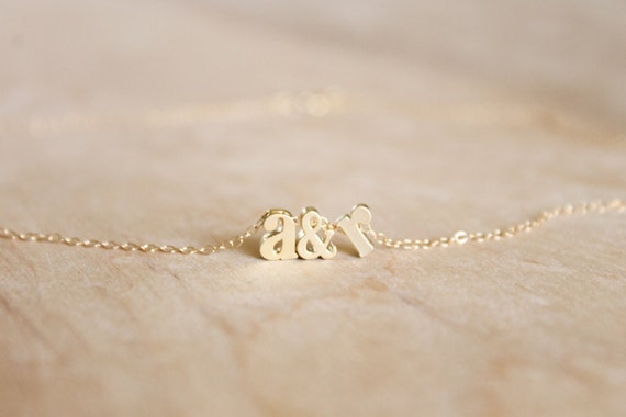 Couples Initial Necklace 14k Gold Filled Necklace