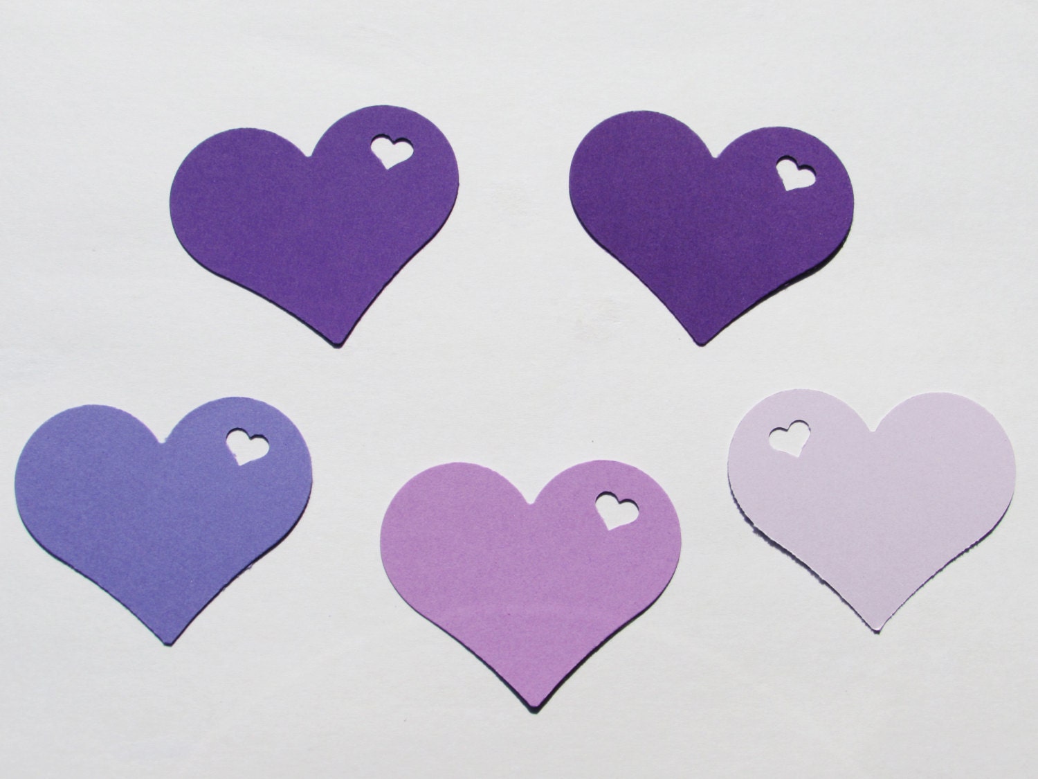 Purple Heart in Heart Paper die cuts / cardstock paper/