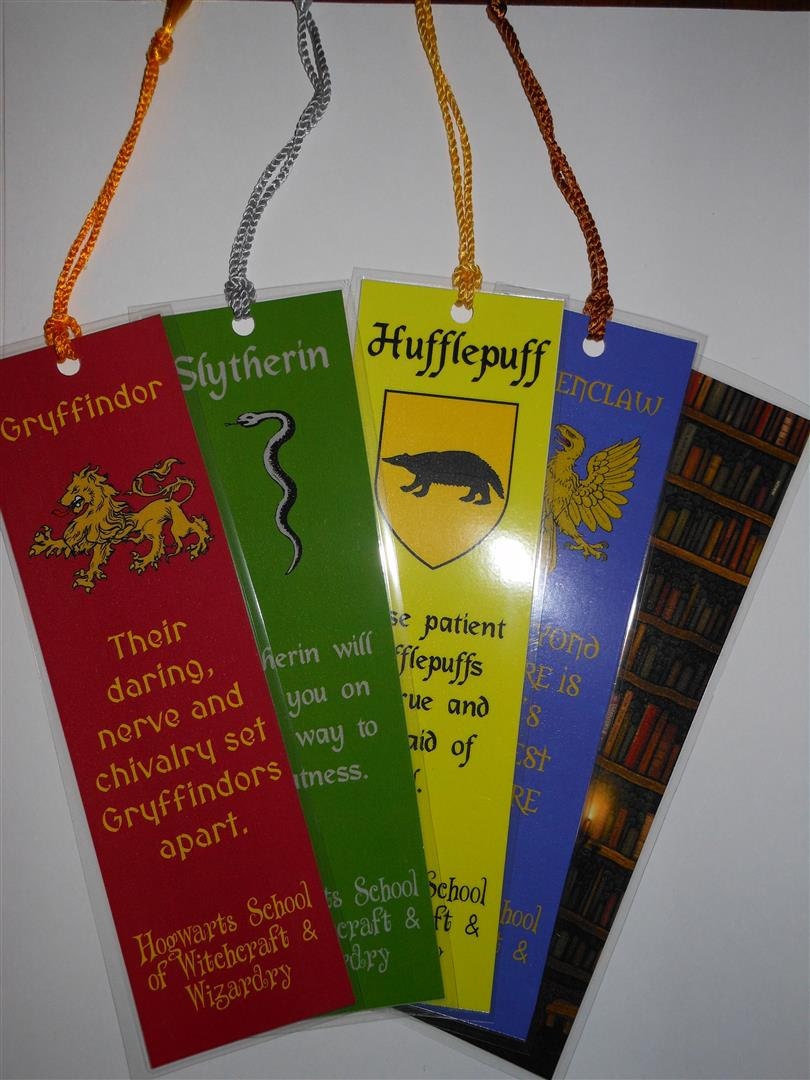 harry potter hogwarts houses themed bookmarks set of 5