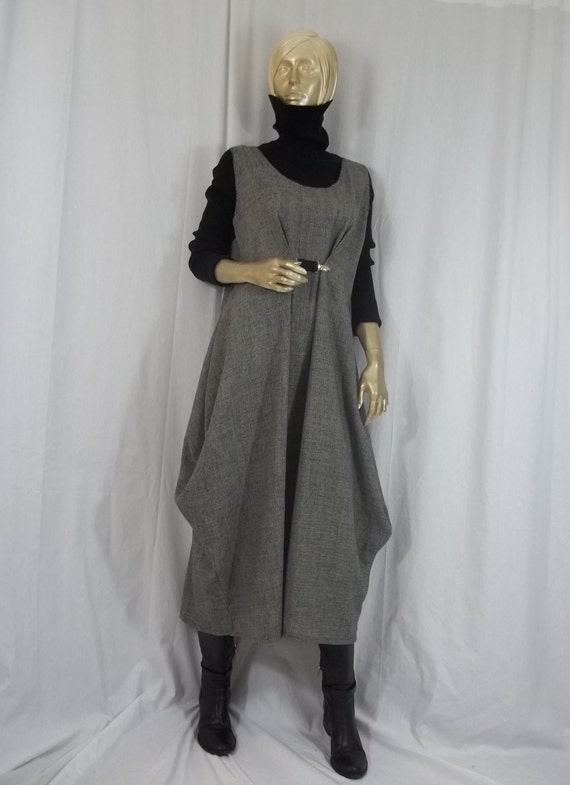 Lagenlook wool fashion dress jumper gray maxi long