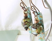 REDUCED!  Water Nymph Lampwork and Copper Artisan-made Earrings