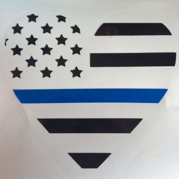 Thin blue line heart decal includes US by TemperedBlueDesigns