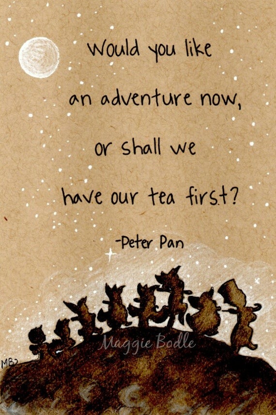PRINT Lost Boys Quote Decor Tea Art Wall Art 5x7 peter pan