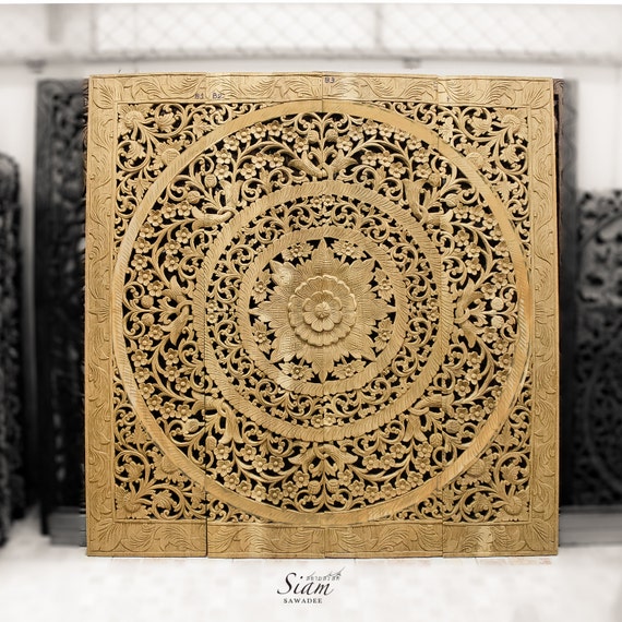 Window Treatment. Teak Wood Carved Wall Art Panel. by 