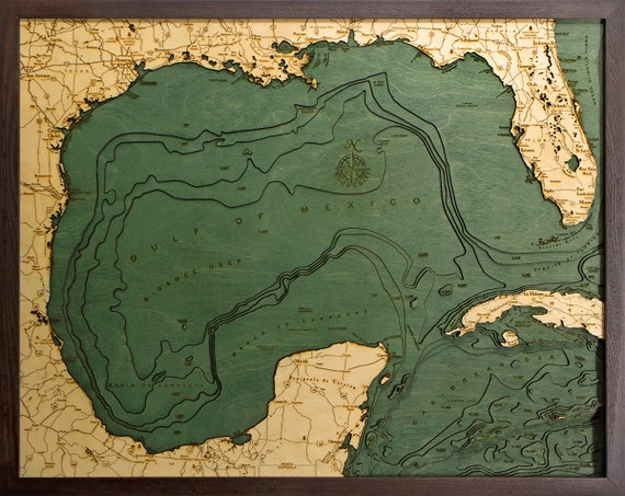GULF OF MEXICO 24.5 x 31 Laser-Cut 3-Dimensional
