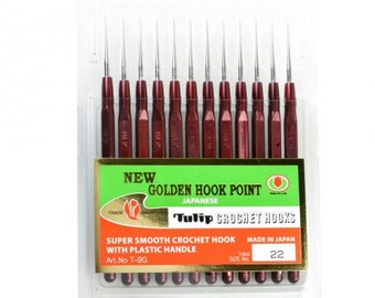 24 Different Size Tulip Fine Steel Crochet Hook with Comfortable Plastic Handle/ Size:0 to 23