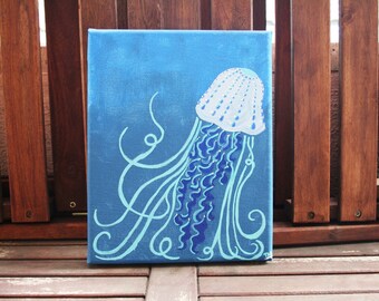 Jellyfish Under the Sea Painting, Whimsical Hand Painted Acrylic on ...