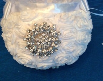 Flower Girl Basket, Flower Girl Basket Bling, White Flower Girl Basket