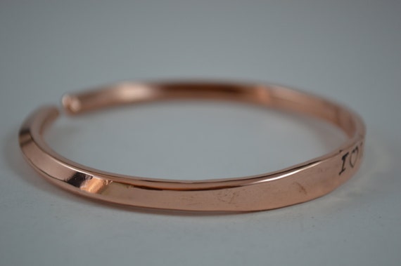 Items similar to I Heart U Copper Bangle, Copper Bracelet, Copper ...