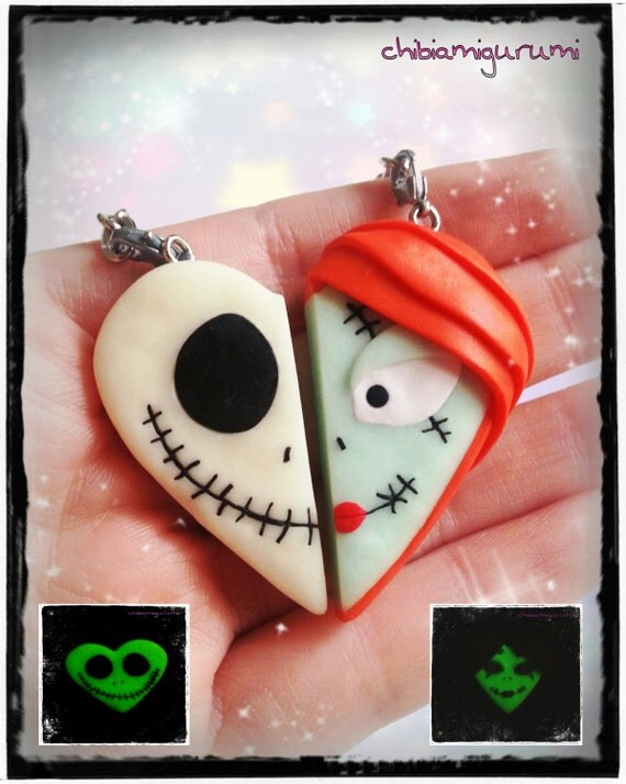 Items similar to Halloween heart keychain polymer clay inspired Jack