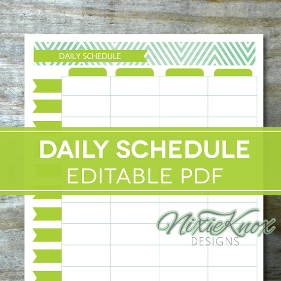 Daily Schedule Hourly Printable EDITABLE by PerennialPlanner