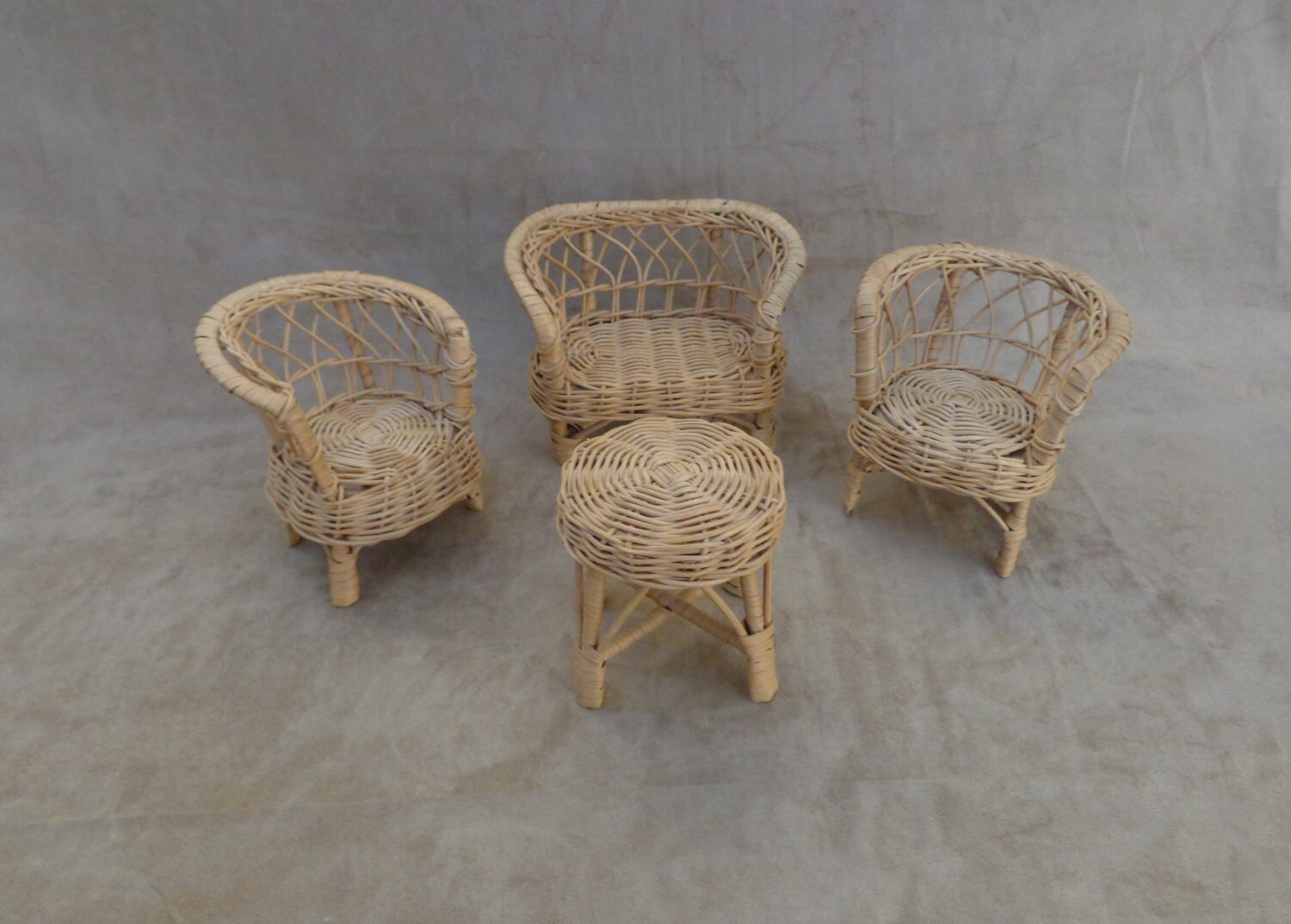 Vintage Wicker Furniture Set, Doll Size Haute Juice