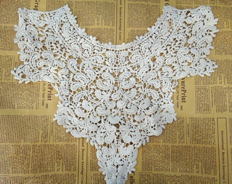 Vintage style Cotton Collar, Beige Lace Collar Applique, Beige Collar for DIY Lace Necklaces, Couture Design