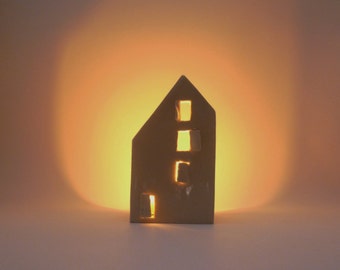 House candle holder. Ceramic house tea light holder. Handmade ceramic house. Pottery tea light holder. Stoneware house. Housewarming gift.