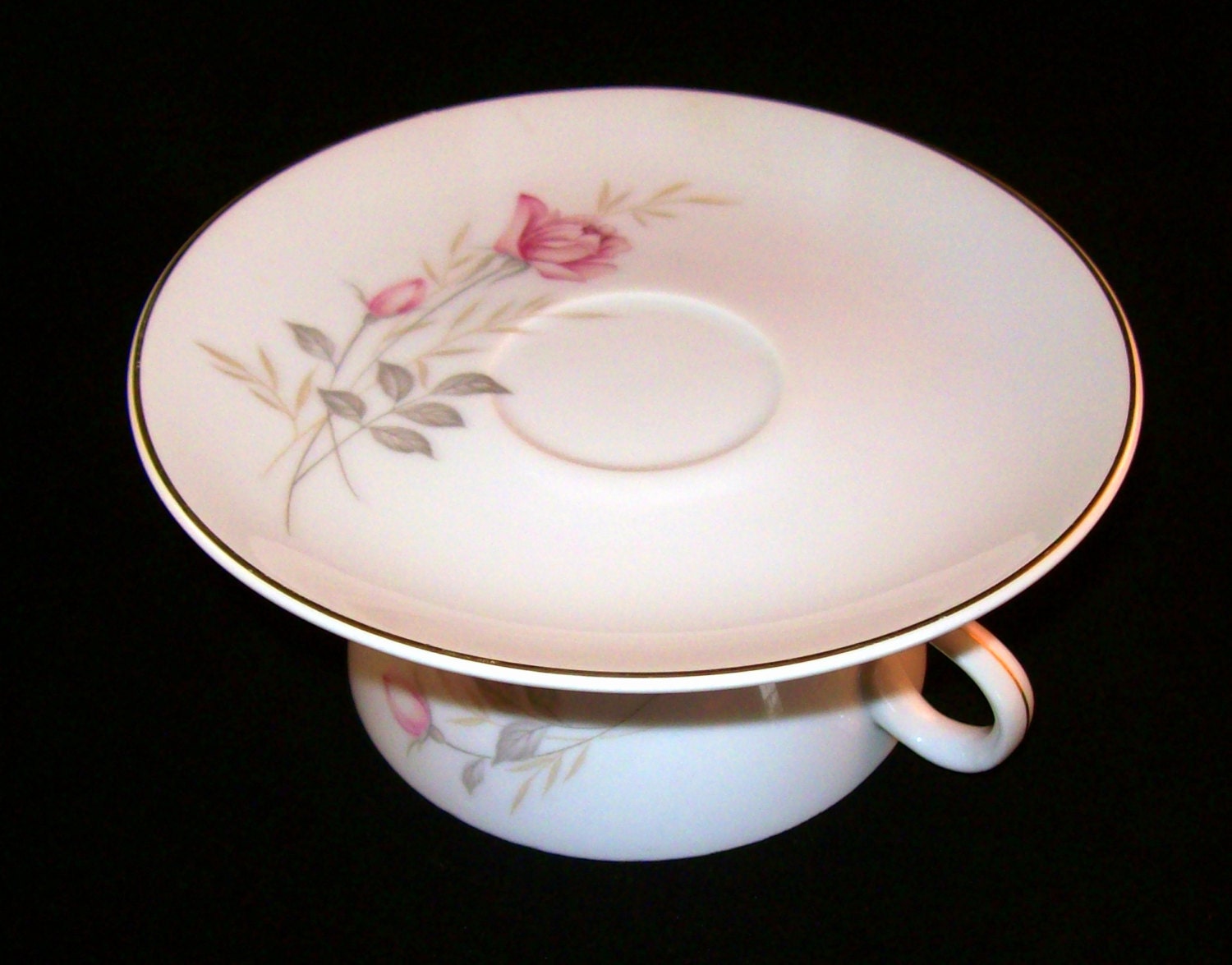 Altered Rose Cup and Saucer Cupcake Stand Rose by TatteredHankie