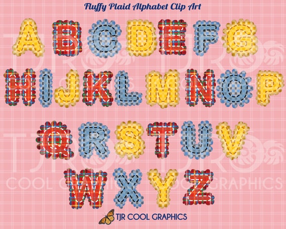 Fluffy Plaid Alphabet Clip Art by CleverVectors on Etsy