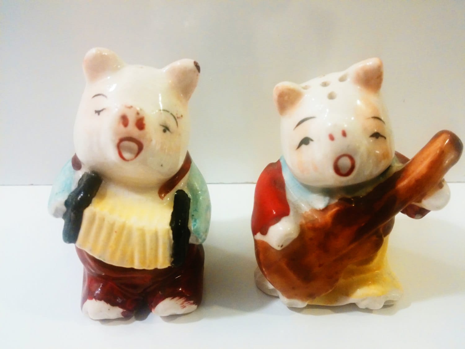 Vintage Pig Salt and Pepper Shakers. Made in Japan Hand