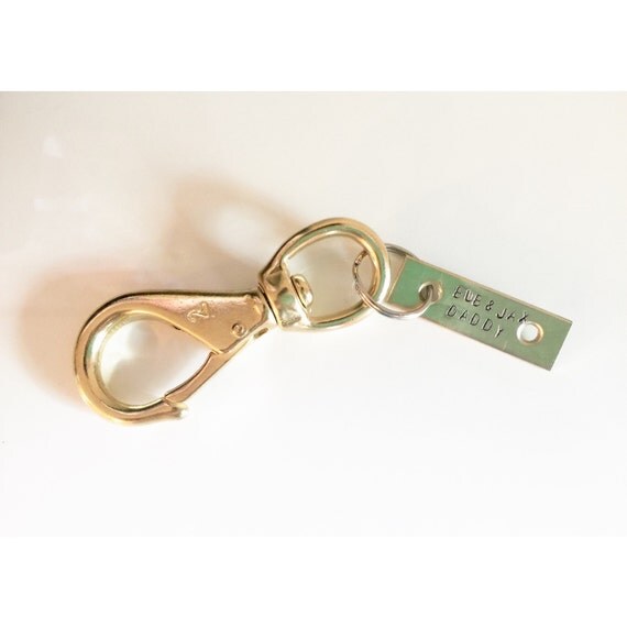 Hand stamped brass keychain by BUBandJAX on Etsy