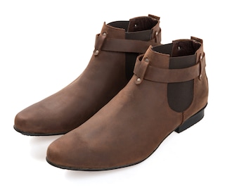 30% SALE, Mens Boots - Mens Ankle Boots - Mens Handmade Chelsea Boots - Brown Ankle Boots - cowboy boots-western boots