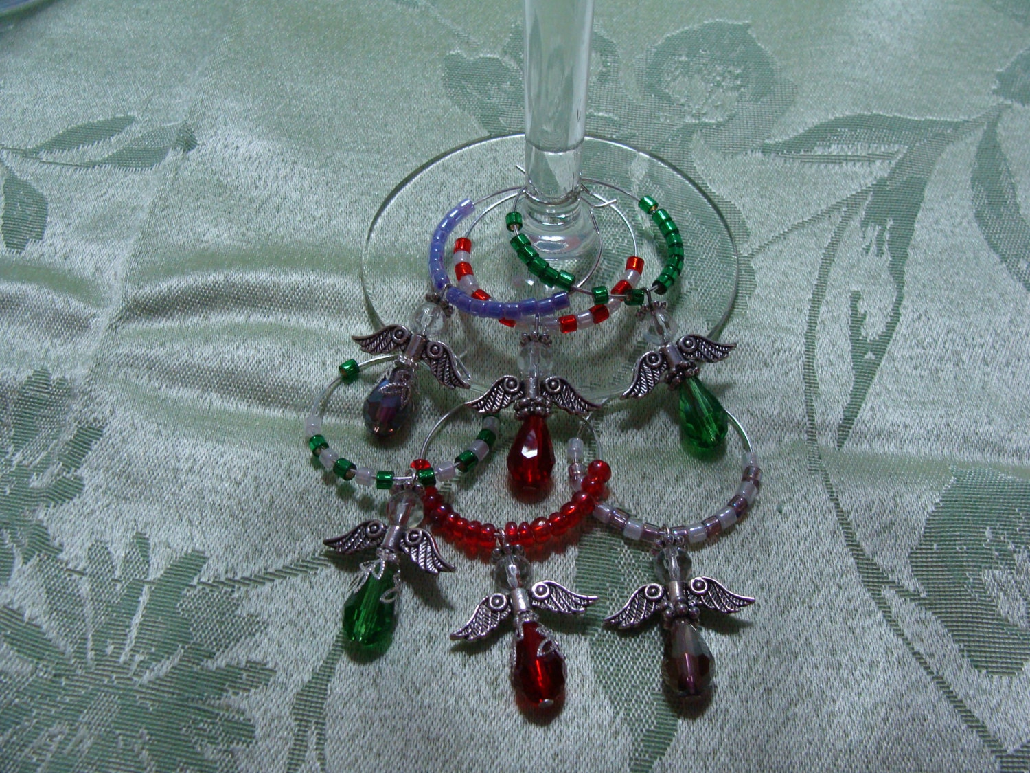 Wine Glass Rings with Colorful Angels by Nanajanece on Etsy