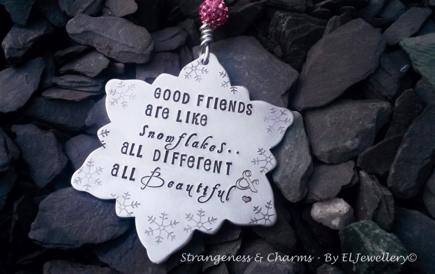 Hand Stamped Snowflake Christmas Decoration Ornament, Friends Christmas Gift, Handmade, Home Decor, Christmas Ornament, Metal Decoration.