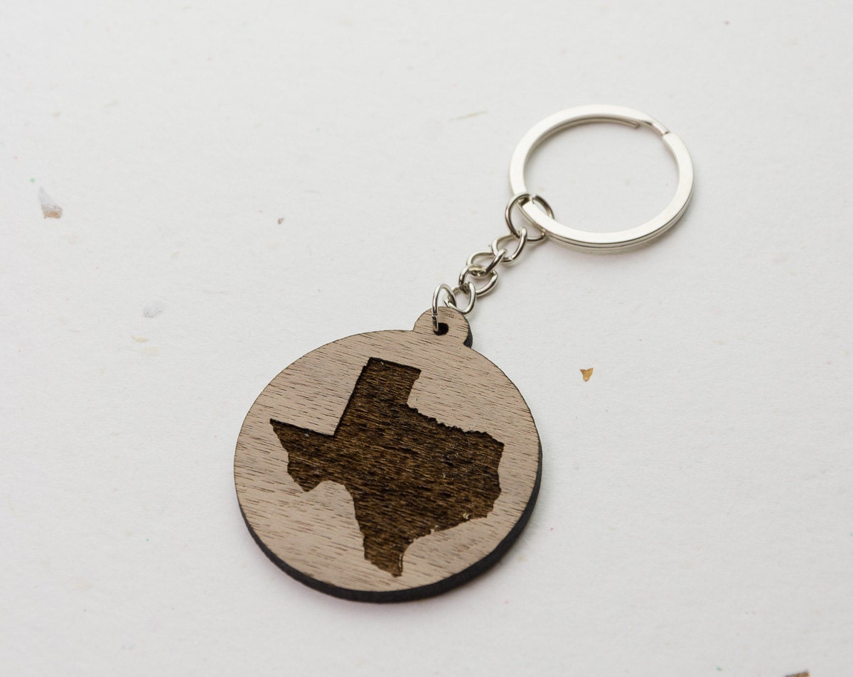 Wooden Keychain Key Chain State of Texas and any state of