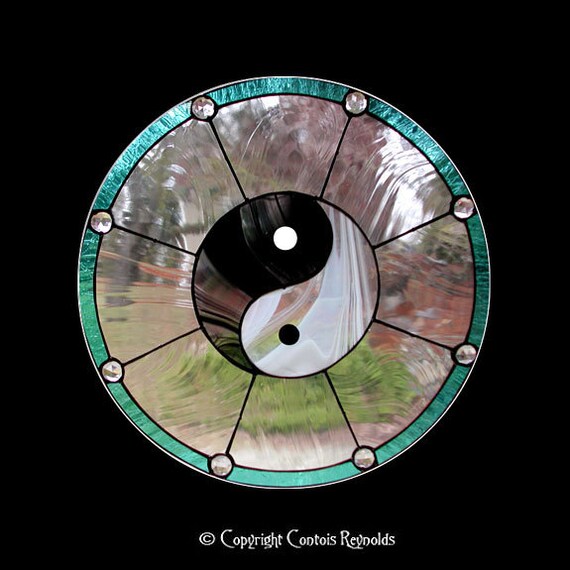Yin Yang III Mandala Stained Glass Art Window For