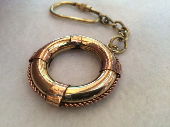 Brass Life Ring / Lifering - Nautical Maritime - Pendant / Keychain / Keyring by NauticalPlace steampunk buy now online