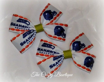 Seattle Seahawks Bow ~ Small Seahawks Bow ~ Seattle Seahawks Clippies ~ Seattle Seahawks Pigtails ~ Seattle Seahawks Fan ~ Football Hair Bow