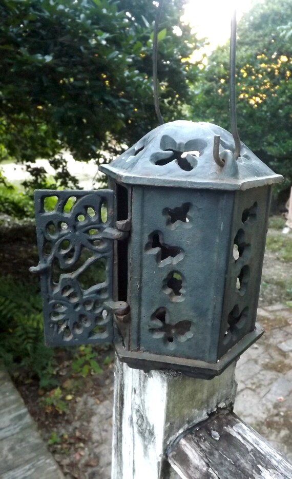 Vintage Cast Iron Candle Lantern by HomeontheRangetoo on Etsy