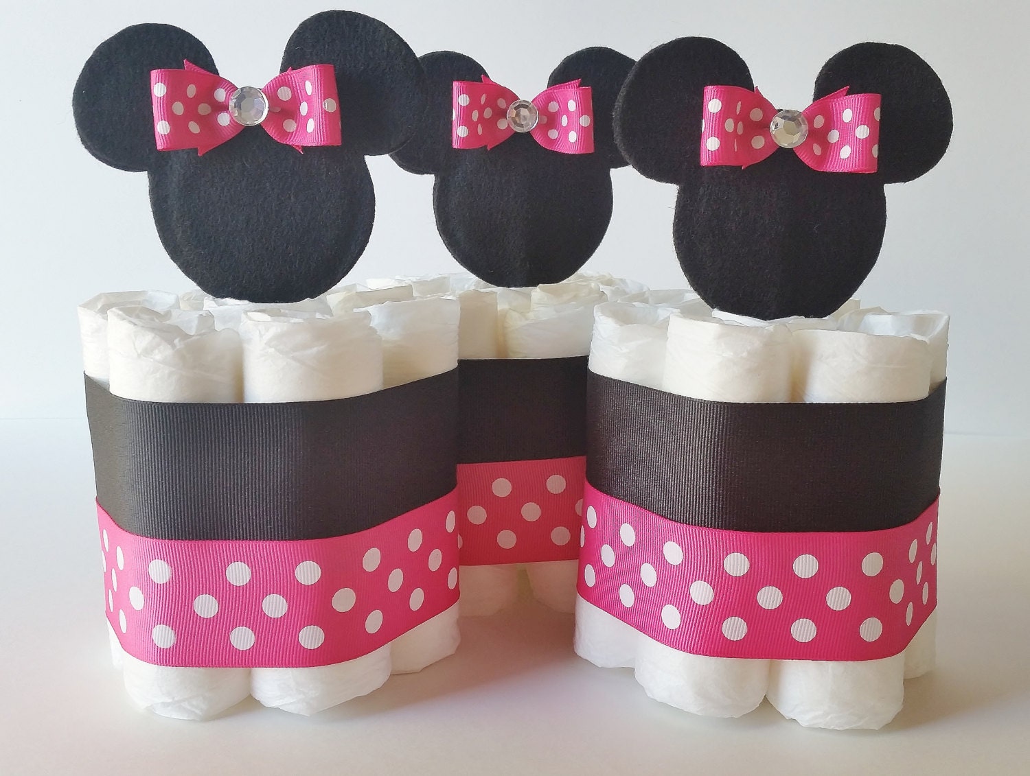 Minnie Mouse Diaper Cake Centerpieces Minnie Mini Diaper
