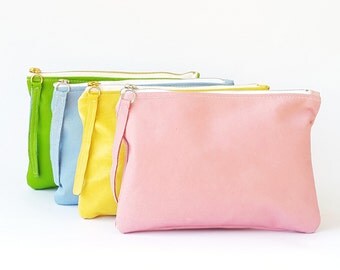 Light pink calfskin leather clutch, genuine leather clutch, pink clutch bag, real leather clutch, genuine leather pouch, small pink clutch