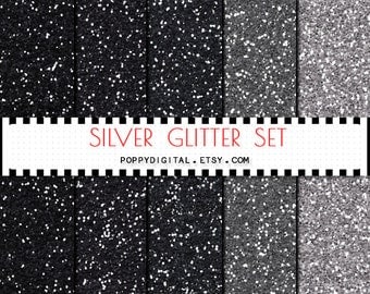 Silver Glitter Digital Paper Background {Texture Pattern Overlay} for scrapbooking - Instant Download