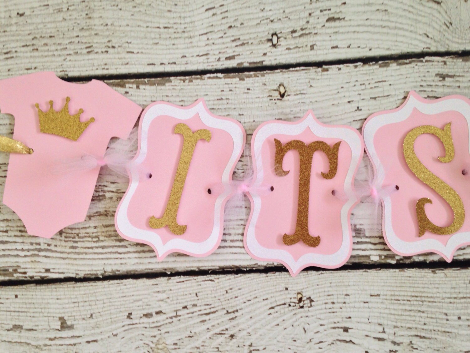 It's a Girl Pink and Gold Princess Baby Shower Banner