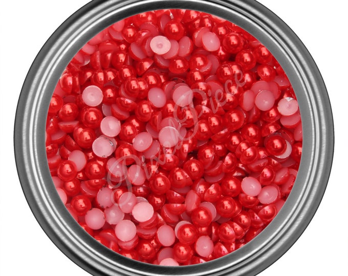 Red Half Pearl Gems Flat Back Face Art Nail Art Scrapbook Phone Decoration Cabochon 2mm 3mm 4mm 5mm 6mm 8MM