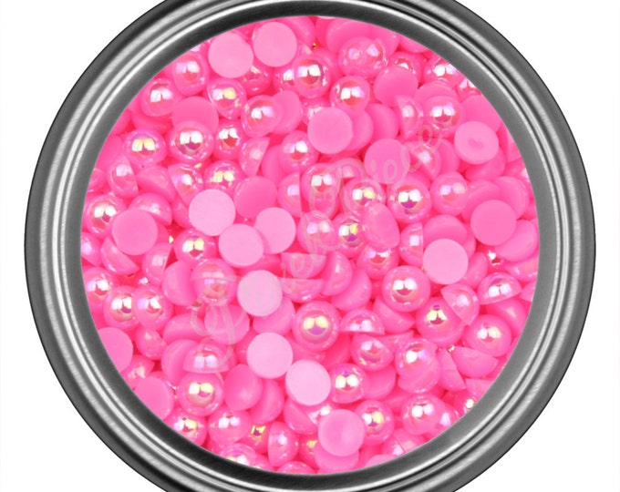 AB Pink Half Pearl Gems Flat Back Face Art Nail Art Scrapbook Phone Decoration Cabochon 2mm 3mm 4mm 5mm 6mm 8MM