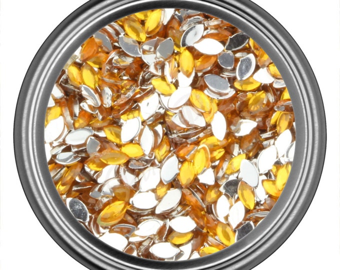 Yellow Oval Rhinestone Gems Flat Back Face Art Nail Art Scrapbook Phone Decoration 3mm