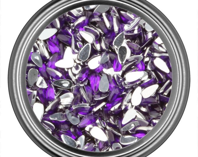 Dark Purple Tear Drop Rhinestone Gems Flat Back Face Art Nail Art Scrapbook Phone Decoration 3mm